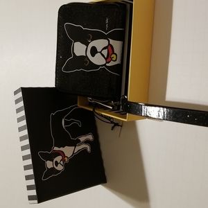 Marc Tetro Boston Terrier Dog Black Glitter Wristlet Wallet